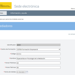 ESPECIALISTA en PSICOLOGÍA de la MEDIACIÓN